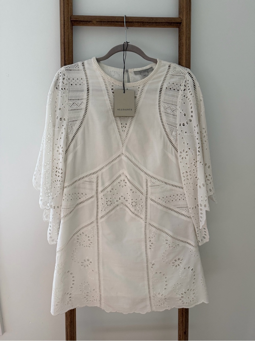 All Saints White Eyelet Mini Dress